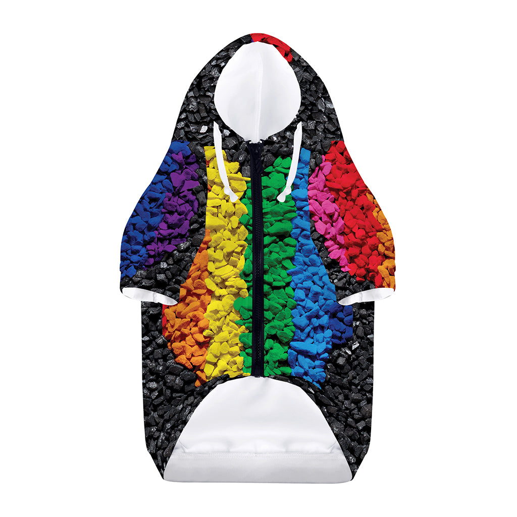 LGBT Pride Rainbow Heart Stones Print Dog Zip Up Hoodie