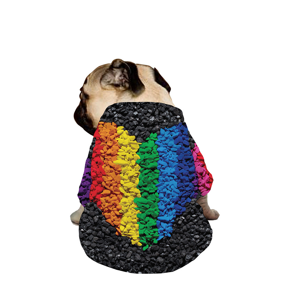 LGBT Pride Rainbow Heart Stones Print Dog Zip Up Jacket