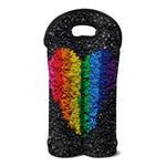 LGBT Pride Rainbow Heart Stones Print Double Neoprene Wine Tote