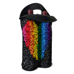 LGBT Pride Rainbow Heart Stones Print Double Neoprene Wine Tote