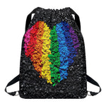 LGBT Pride Rainbow Heart Stones Print Drawstring Backpack