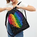 LGBT Pride Rainbow Heart Stones Print Drawstring Backpack
