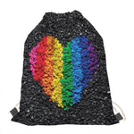 LGBT Pride Rainbow Heart Stones Print Drawstring Bag