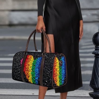 LGBT Pride Rainbow Heart Stones Print Duffle Bag