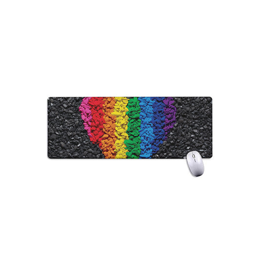 LGBT Pride Rainbow Heart Stones Print Extended Mouse Pad