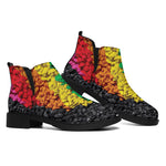 LGBT Pride Rainbow Heart Stones Print Flat Ankle Boots