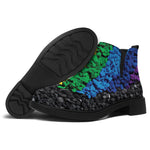 LGBT Pride Rainbow Heart Stones Print Flat Ankle Boots