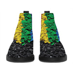 LGBT Pride Rainbow Heart Stones Print Flat Ankle Boots