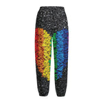 LGBT Pride Rainbow Heart Stones Print Fleece Lined Knit Pants