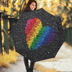 LGBT Pride Rainbow Heart Stones Print Foldable Umbrella