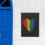 LGBT Pride Rainbow Heart Stones Print Garden Flag