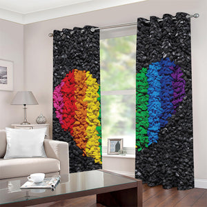 LGBT Pride Rainbow Heart Stones Print Grommet Curtains