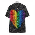 LGBT Pride Rainbow Heart Stones Print Hawaiian Shirt