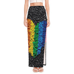 LGBT Pride Rainbow Heart Stones Print High Slit Maxi Skirt