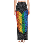 LGBT Pride Rainbow Heart Stones Print High Slit Maxi Skirt
