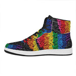 LGBT Pride Rainbow Heart Stones Print High Top Leather Sneakers