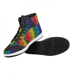 LGBT Pride Rainbow Heart Stones Print High Top Leather Sneakers