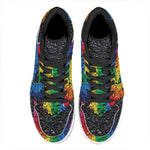 LGBT Pride Rainbow Heart Stones Print High Top Leather Sneakers