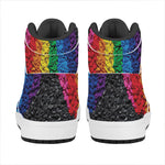 LGBT Pride Rainbow Heart Stones Print High Top Leather Sneakers