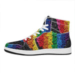 LGBT Pride Rainbow Heart Stones Print High Top Leather Sneakers