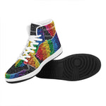 LGBT Pride Rainbow Heart Stones Print High Top Leather Sneakers