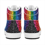 LGBT Pride Rainbow Heart Stones Print High Top Leather Sneakers