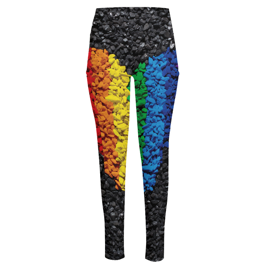 LGBT Pride Rainbow Heart Stones Print High-Waisted Pocket Leggings