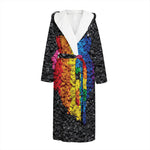 LGBT Pride Rainbow Heart Stones Print Hooded Bathrobe
