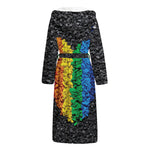 LGBT Pride Rainbow Heart Stones Print Hooded Bathrobe