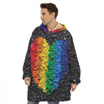 LGBT Pride Rainbow Heart Stones Print Hoodie Blanket