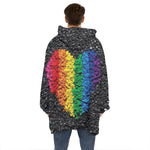 LGBT Pride Rainbow Heart Stones Print Hoodie Blanket