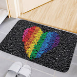 LGBT Pride Rainbow Heart Stones Print Indoor Door Mat