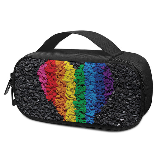 LGBT Pride Rainbow Heart Stones Print Insulin Cooler Travel Case