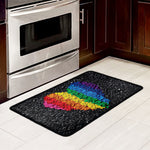 LGBT Pride Rainbow Heart Stones Print Kitchen Mat