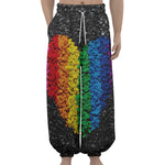 LGBT Pride Rainbow Heart Stones Print Lantern Pants