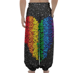 LGBT Pride Rainbow Heart Stones Print Lantern Pants