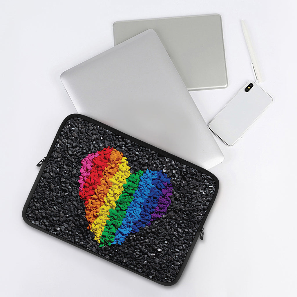 LGBT Pride Rainbow Heart Stones Print Laptop Sleeve