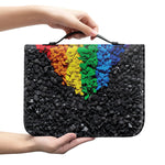 LGBT Pride Rainbow Heart Stones Print Leather Bible Cover