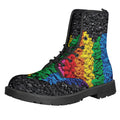 LGBT Pride Rainbow Heart Stones Print Lace-Up Boots