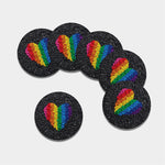LGBT Pride Rainbow Heart Stones Print Leather Coaster Set