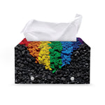 LGBT Pride Rainbow Heart Stones Print Leather Tissue Box Cover