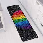 LGBT Pride Rainbow Heart Stones Print Long Kitchen Mat
