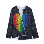 LGBT Pride Rainbow Heart Stones Print Long Sleeve Short Coat