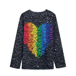 LGBT Pride Rainbow Heart Stones Print Long Sleeve Short Coat