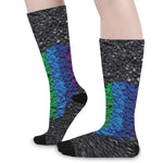LGBT Pride Rainbow Heart Stones Print Long Socks
