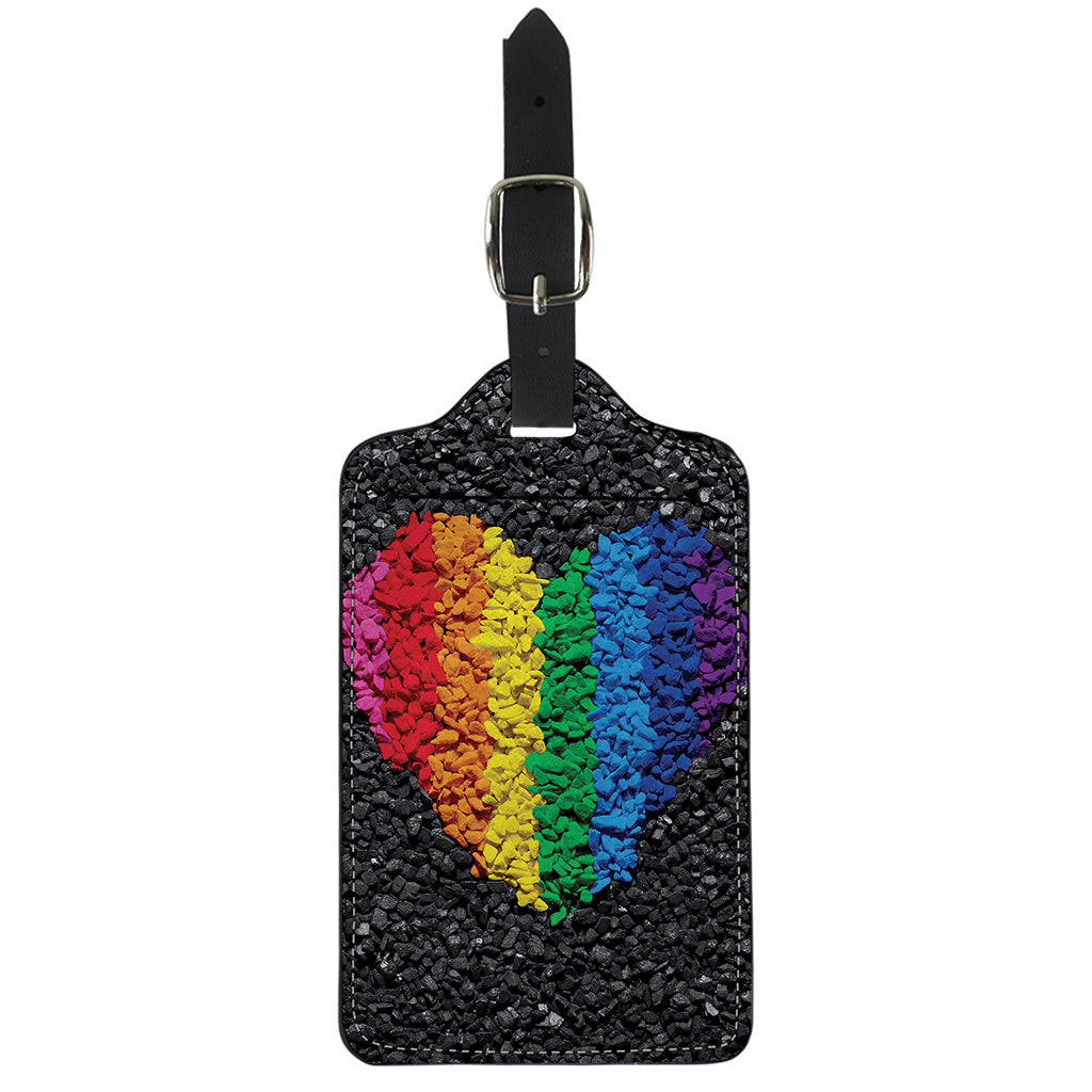LGBT Pride Rainbow Heart Stones Print Luggage Tag