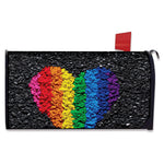 LGBT Pride Rainbow Heart Stones Print Mailbox Cover