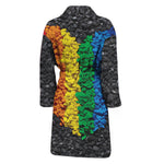 LGBT Pride Rainbow Heart Stones Print Men's Bathrobe