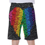 LGBT Pride Rainbow Heart Stones Print Men's Beach Shorts
