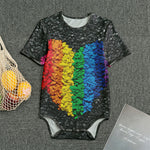 LGBT Pride Rainbow Heart Stones Print Men's Bodysuit